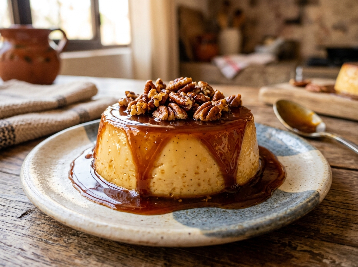 Flan de Cajeta con Nuez